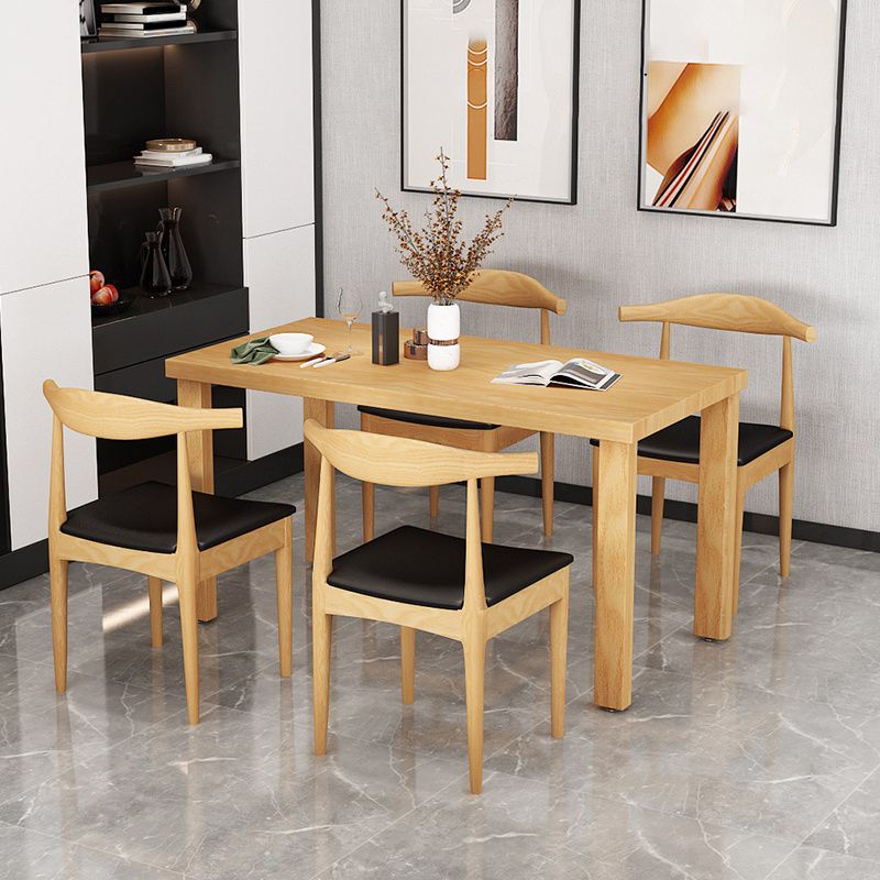 Traditional Dining Table Set 1/2/5 Pieces Rectangle Solid Wood Natural Dinette Set