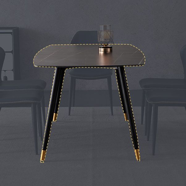 Mesa de comedor rectangular moderna de metal, mesa de piedra sinterizada para cocina y comedor