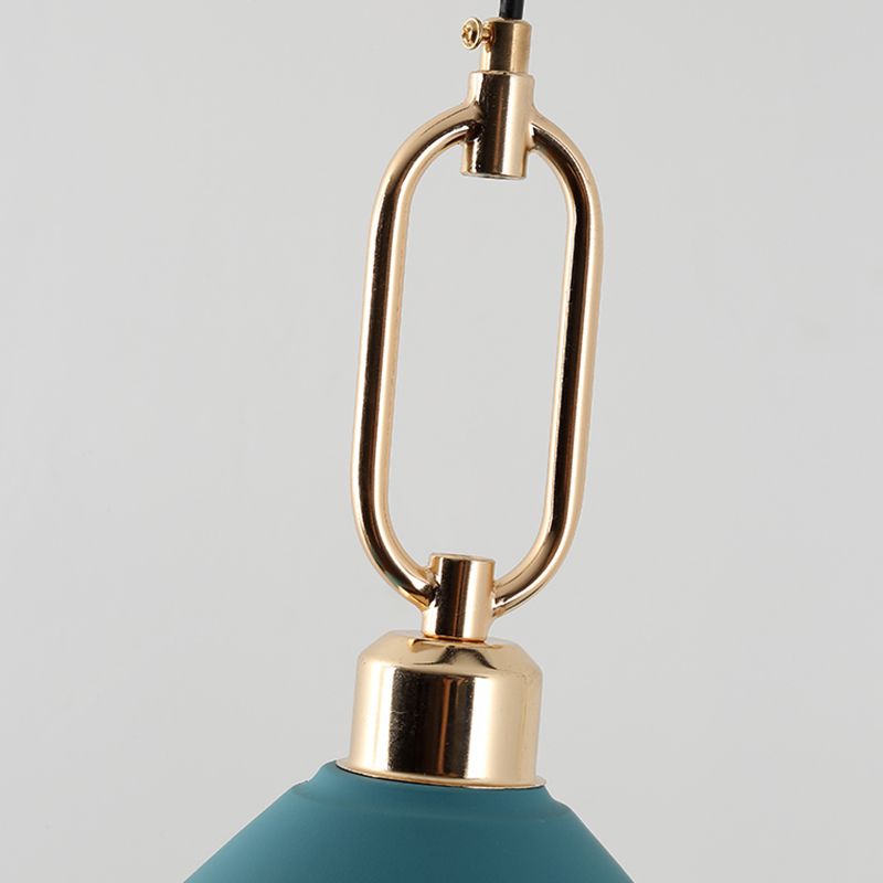 Cone Shape Hanging Lighting Modern Macaron Style Metal 1-Light Hanging Lamp for Bedroom