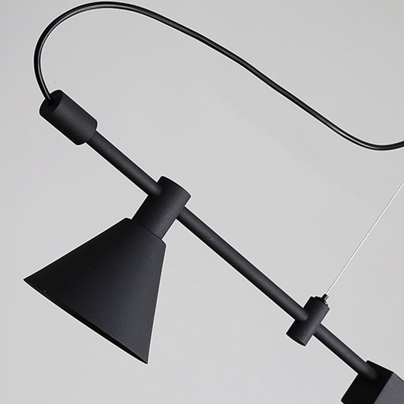 Modern Style Linear Shaped Island Pendant Metal Black Island Light for Restaurant