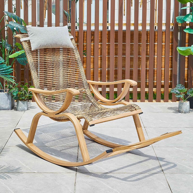 Vintage Style Wood Simple Rocking Chair Lounge Leisure Lazy Chair for Balcony