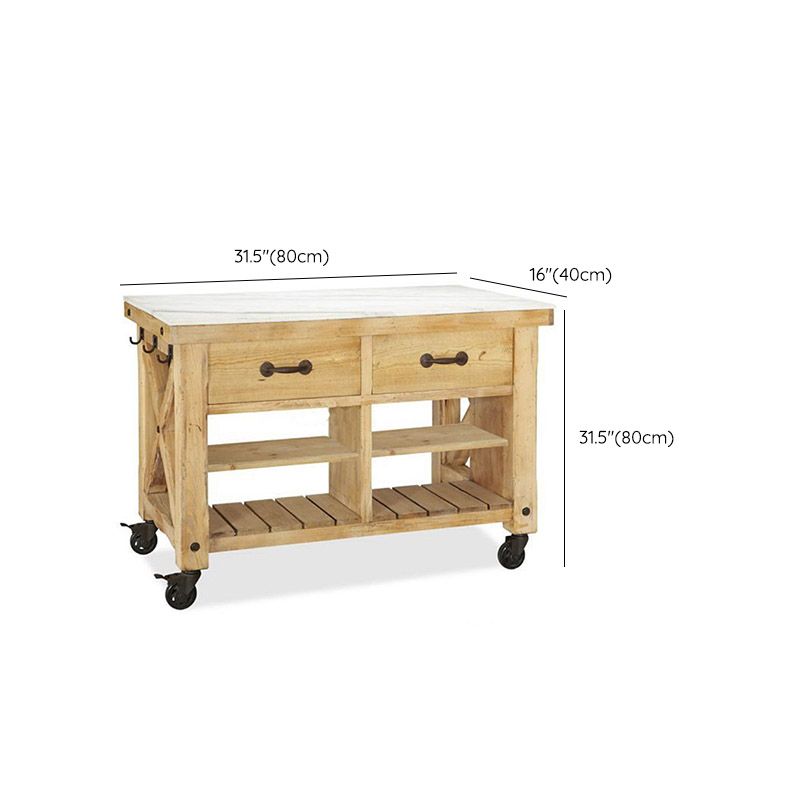 Modern Kitchen Island Table Dining Room Prep Table with Open Shelves