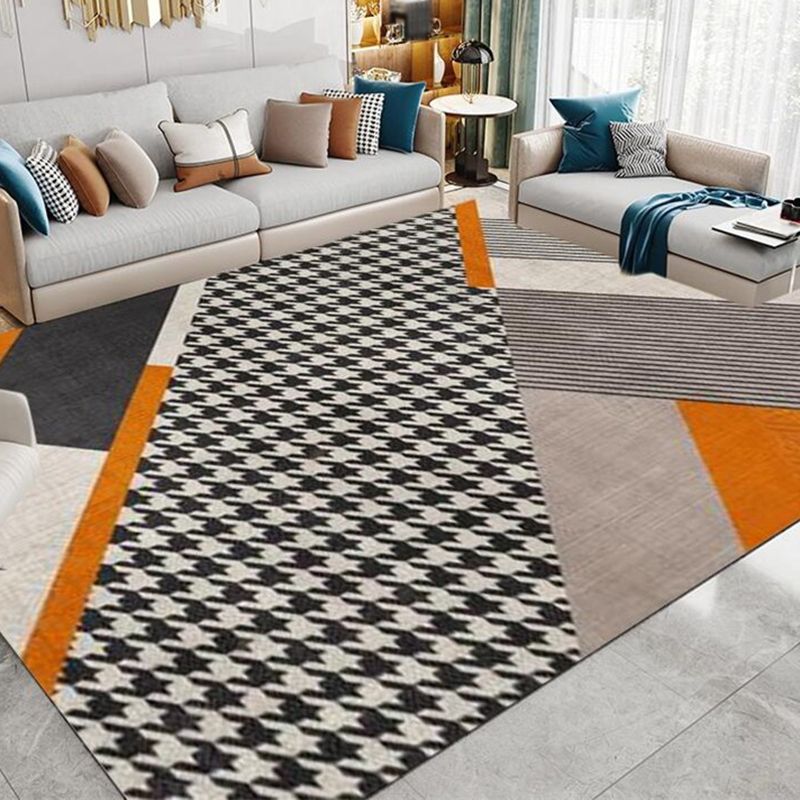 Gorgeous Orange Tone Carpet Modern Polyster Area Rug Living Room Carpet with Non-Slip Backing