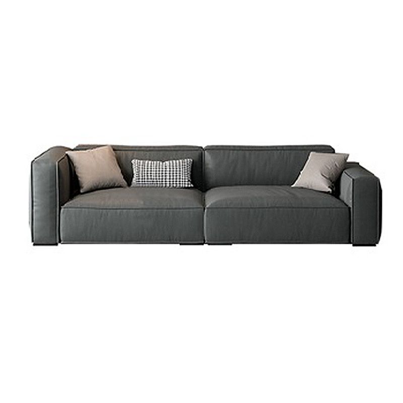 Stain Resistant Stationary Faux Leather Living Room Square Arm Settee