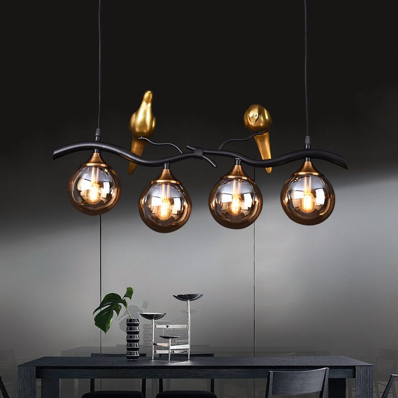 Nordic Modern Island Lamp Round Glass Shade Chandelier Light Fixture for Dining Room
