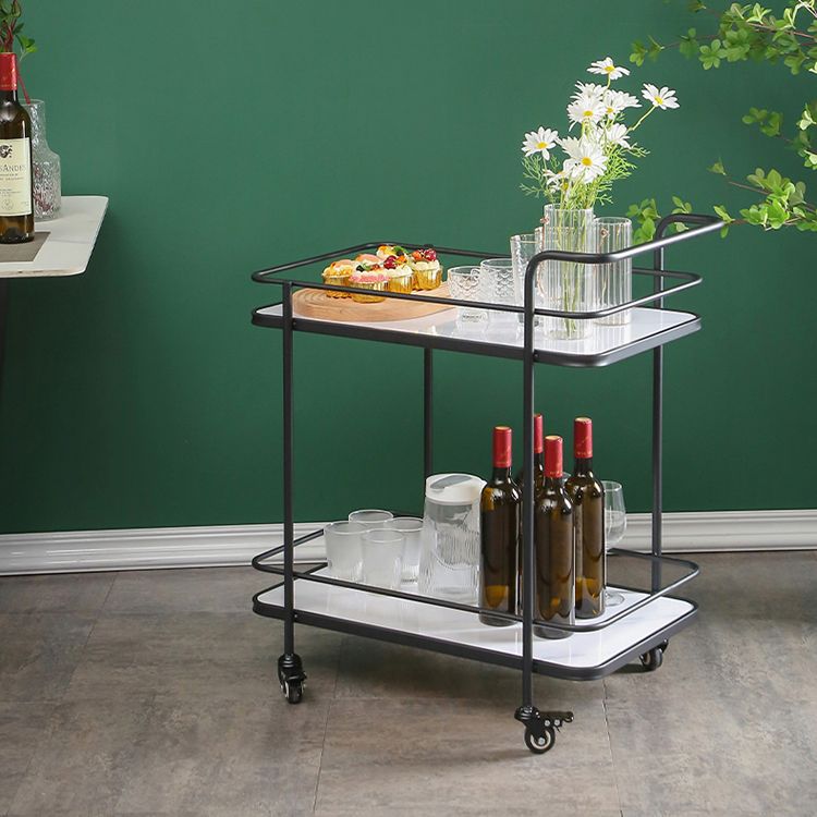 Modern 31.5"H Rolling Prep Table Metal Rectangular Prep Table for Home Use