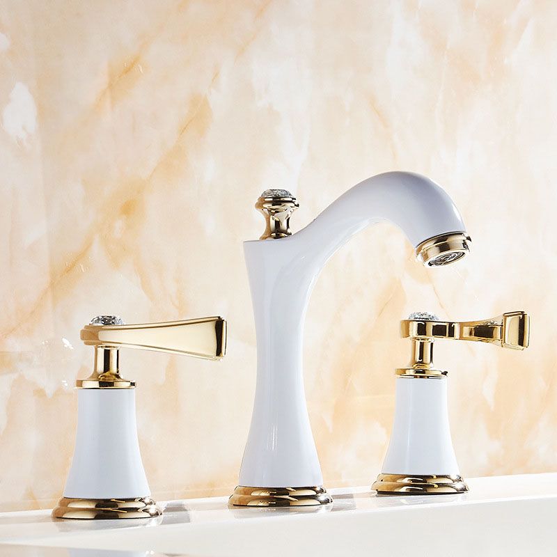 Widespread Faucet Glam Style 2 Lever Handles Faucet for Bathroom