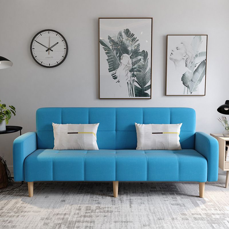 Linen Contemporary Square Arm Sofa Convertible Sofa with Biscuit Back for Living Room