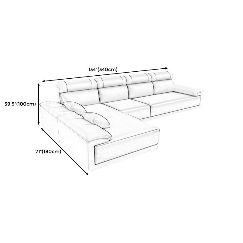 Faux Leather Pillow Top Arm Sectional with Pillowed Back Cushions for Living Room