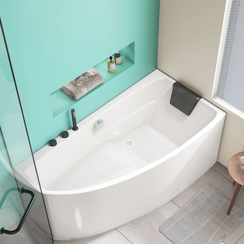 Modern Corner White Bathtub Back to Wall with Drain Bath Tub