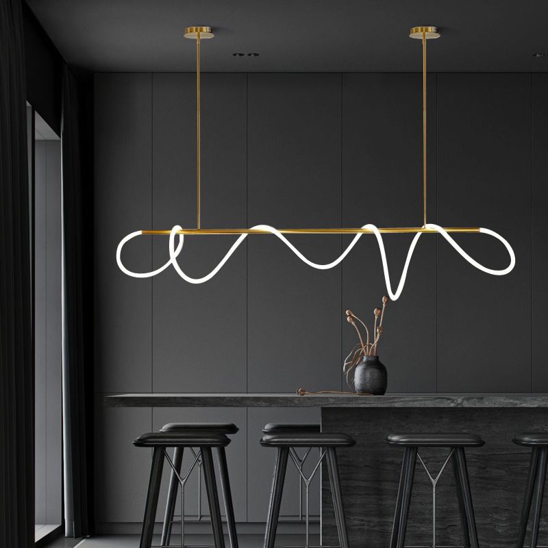 Contemporary Style Linear Hanging Pendant Light Silica Gel 1- Light Pendant Light Fixture