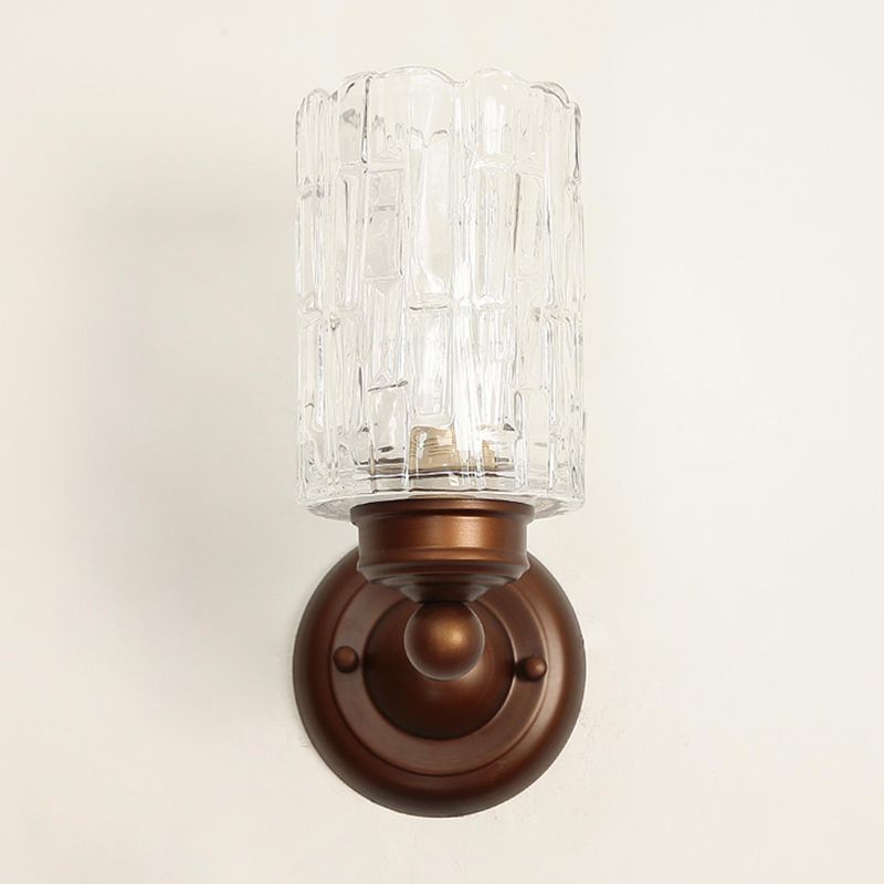 Nordic Style Wall Light Cylinder Shape Wall Lamp with Glass Shade for Bedroom