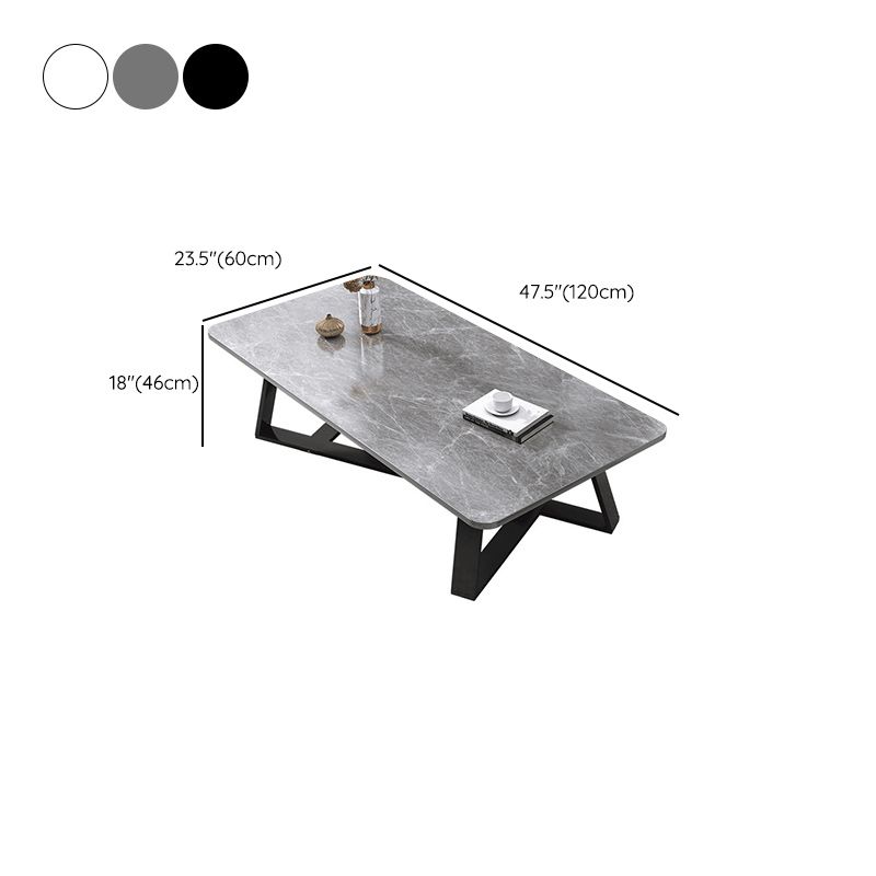 18"H Contemporary Coffee Table Stone Rectangle Cocktail Table