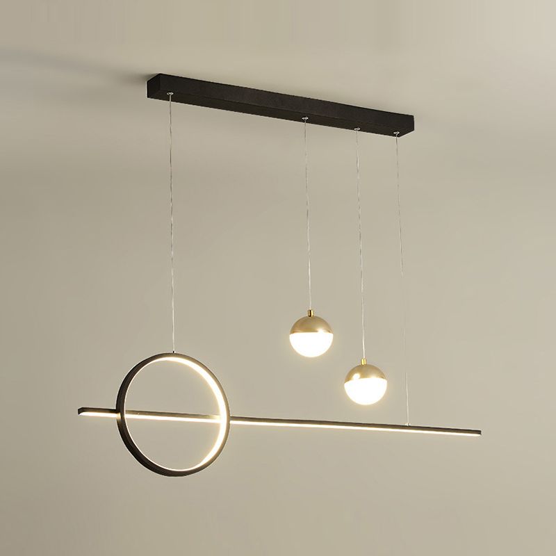 Metal and Acrylic Pendant Ceiling in Black / Gold Post Modern Kitchen Island Fixture