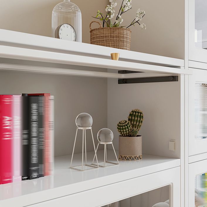 White Bookshelf Contemporary Style Bookcase with Door for Home Office