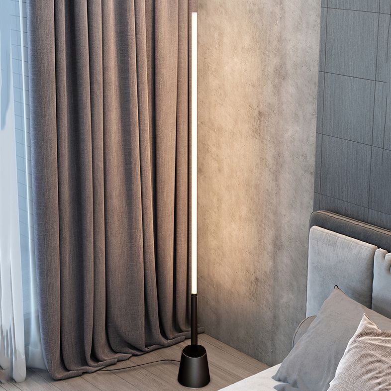 Lineaire LED -vloerlamp eenvoud Acryl bedstoplicht in zwart