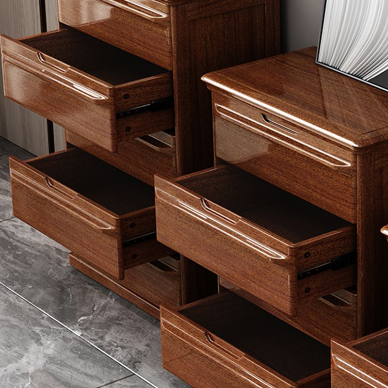 16.9" W Brown Storage Chest Dresser Walnut Vertical Storage Chest with Drawers