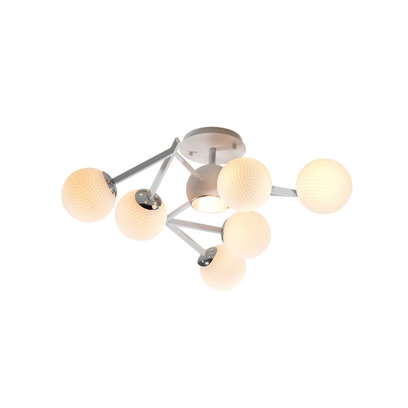 Salon de balle de golf semi-rlushmount en verre blanc 9 ampoules