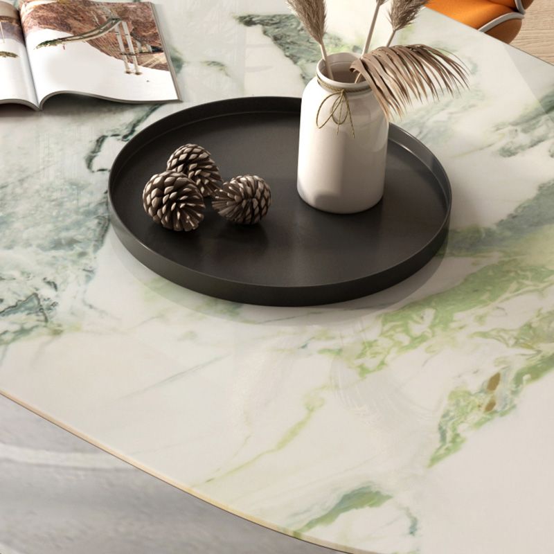 Oval Stone Dining Table Modern Metal Legs Dining Table for Dining Room