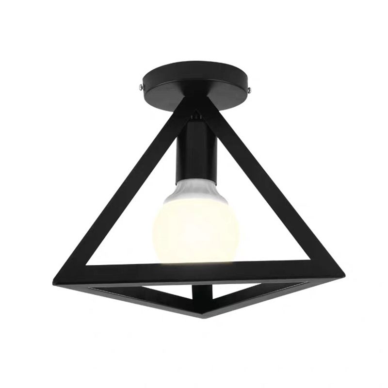 Industrial Creative Ceiling Fixture Wrought Iron Geometric Flush Mount for Corridor