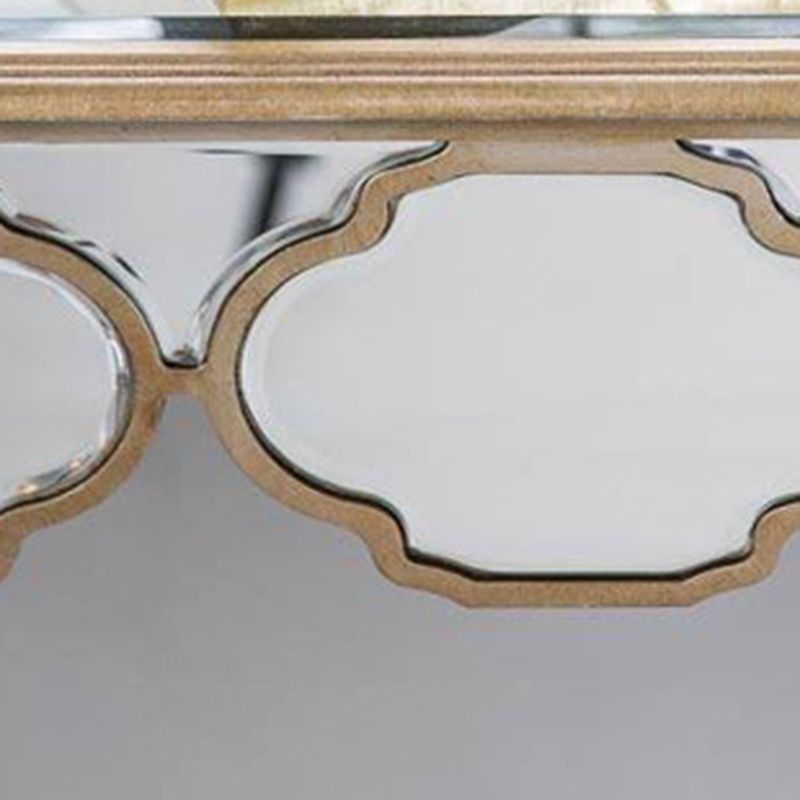 Sliver Makeup Counter 16.53" Wide Mirrored Vanity Tables with Solid Wood Leg