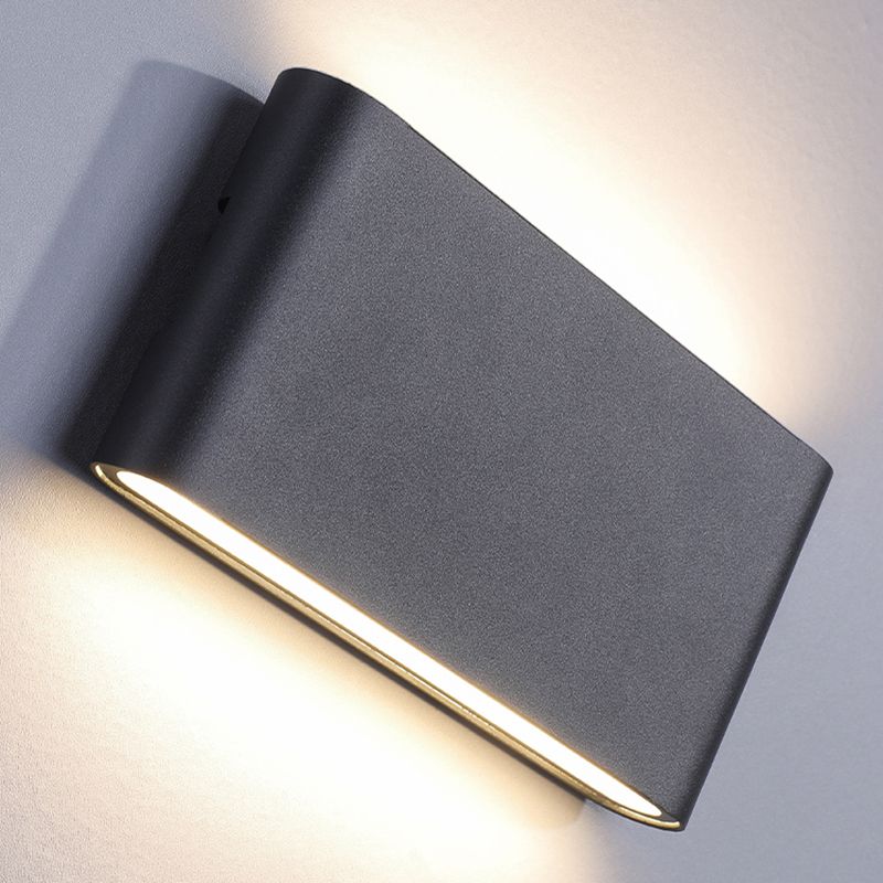 Contemporary LED Wall Mount Fixture in Dark Black / White Rectangle Wall Sconce