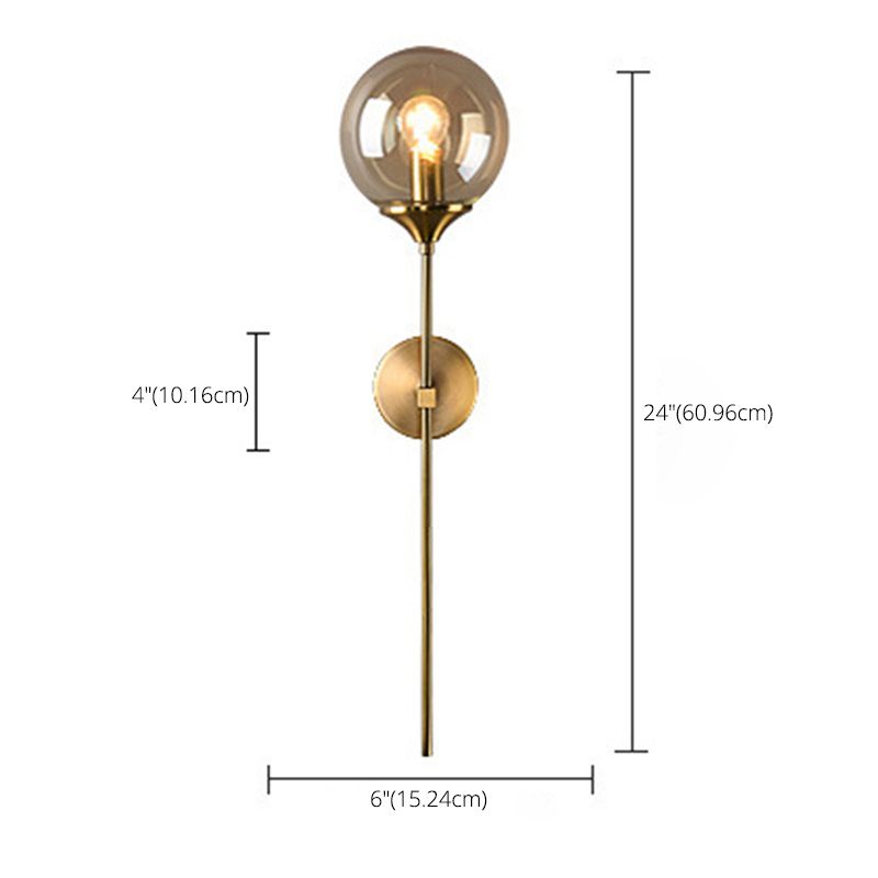 Lampe murale en laiton moderne sphérique simple sphérique 1 de tête