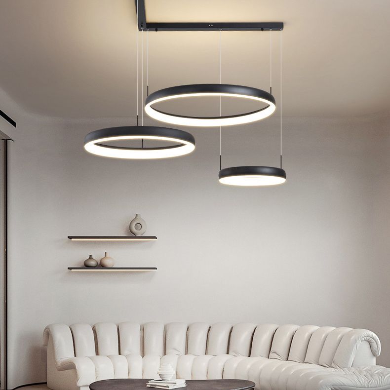 Circular Hanging Pendant Lights Modern Style Metal Chandelier Light Fixture