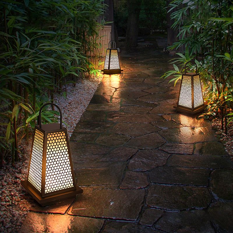 Contemporary Waterproof Outdoor Solar Pillar Lamp in Black for Courtyard