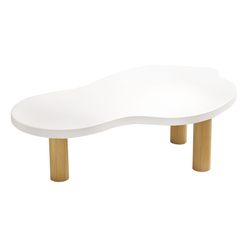 Modern Wood 3 Legs Cocktail Table Free Form Coffee Table - White