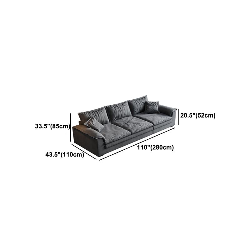 Square Arm Dark Gray Removable Cushions Contemporary Faux Leather Sofa