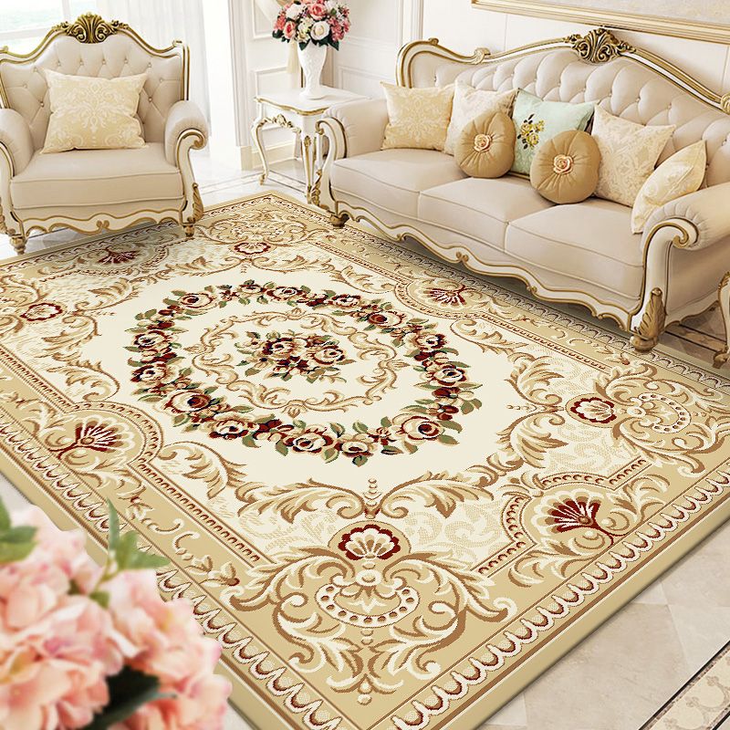 Traditionele polyester gebied Rug retro bloemenpatroon tapijt tapijt tapijt niet-slip steun voor woningdecoratie