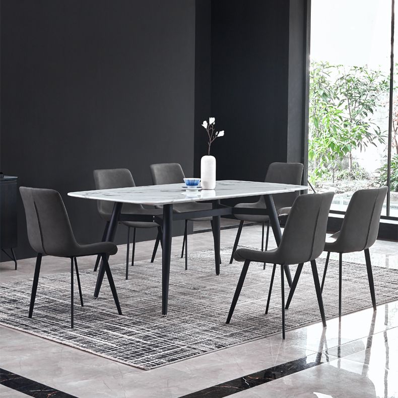 Modern Style Sintered Stone Rectangle Table Set 1/2/5/7 Pieces Dining Set