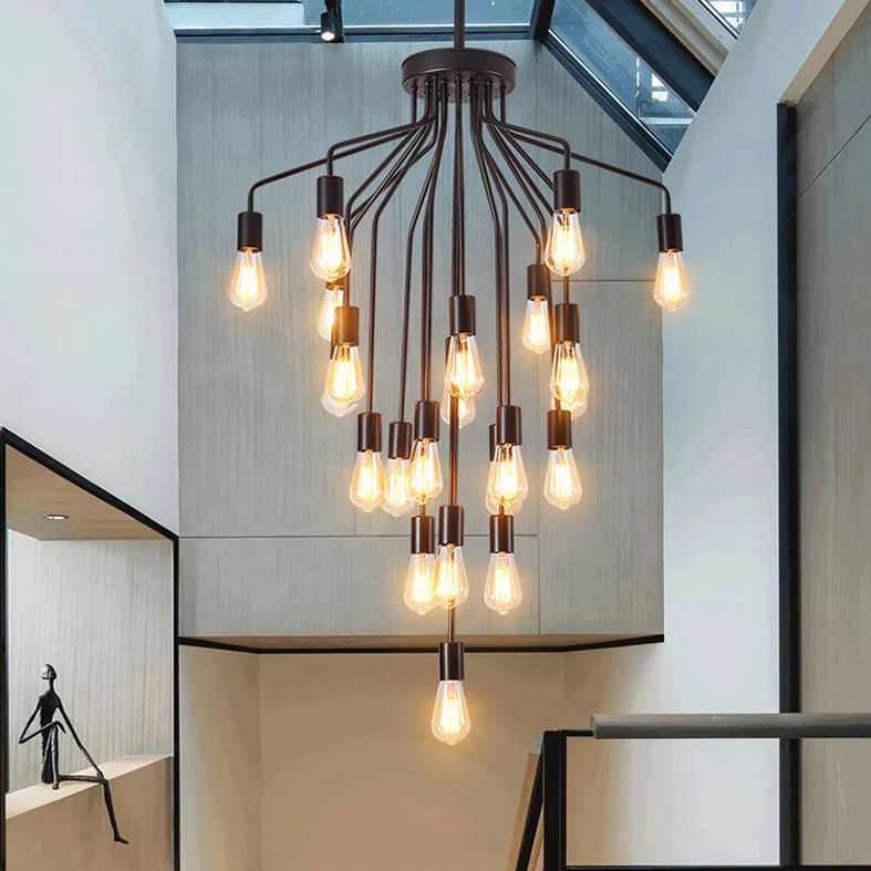 Luz de lámpara de araña expuesta iluminación colgante de metal industrial para restaurante