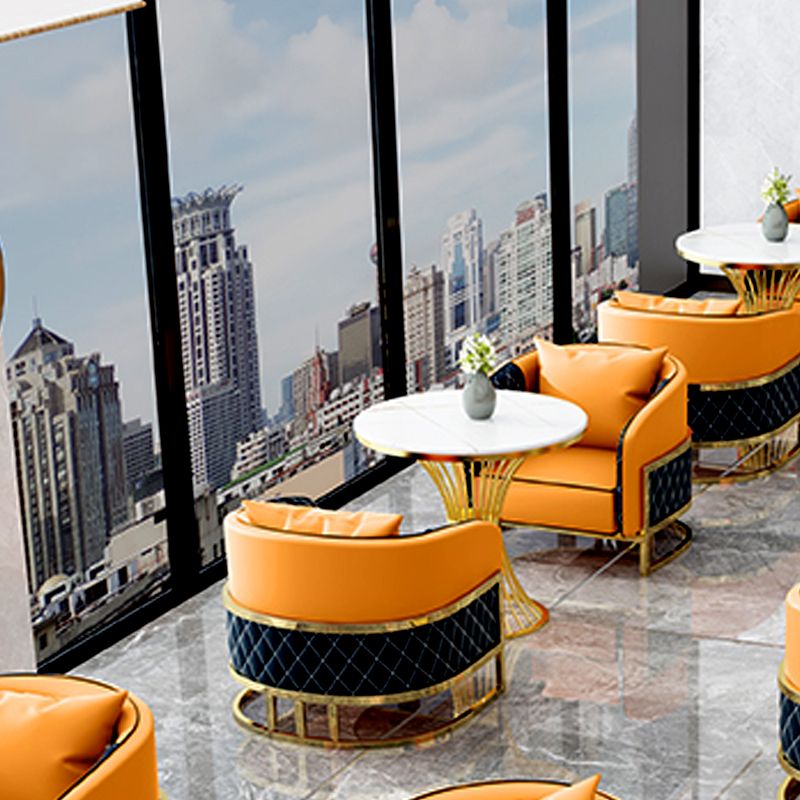 Glam Sintered Stone Dining Set Round 1/2/3/4/5 Pieces Dining Table Set for Home Use