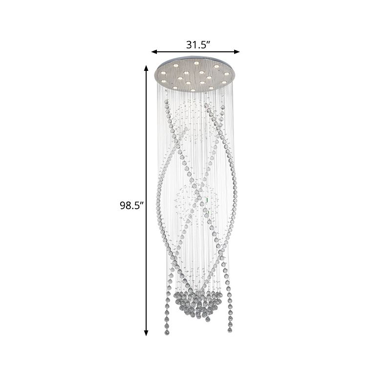 12 Bulbs Crystal Hanging Lamp Contemporary White Cascades Stair Cluster Pendant Light
