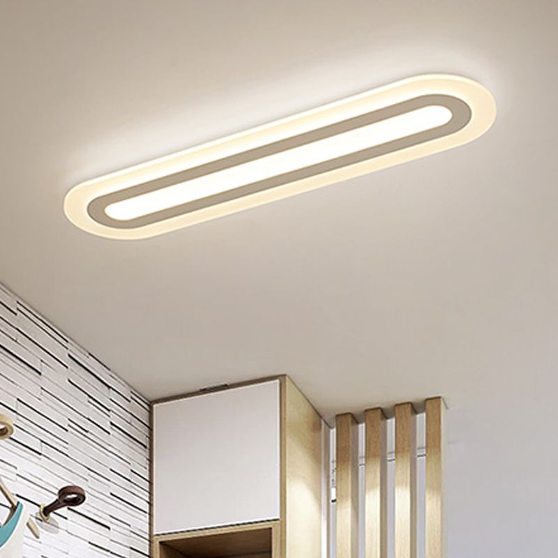 Acrylic Oval LED Flush Mount Light Simplicity White Ceiling Lighting in Warm/White Light for Corridor