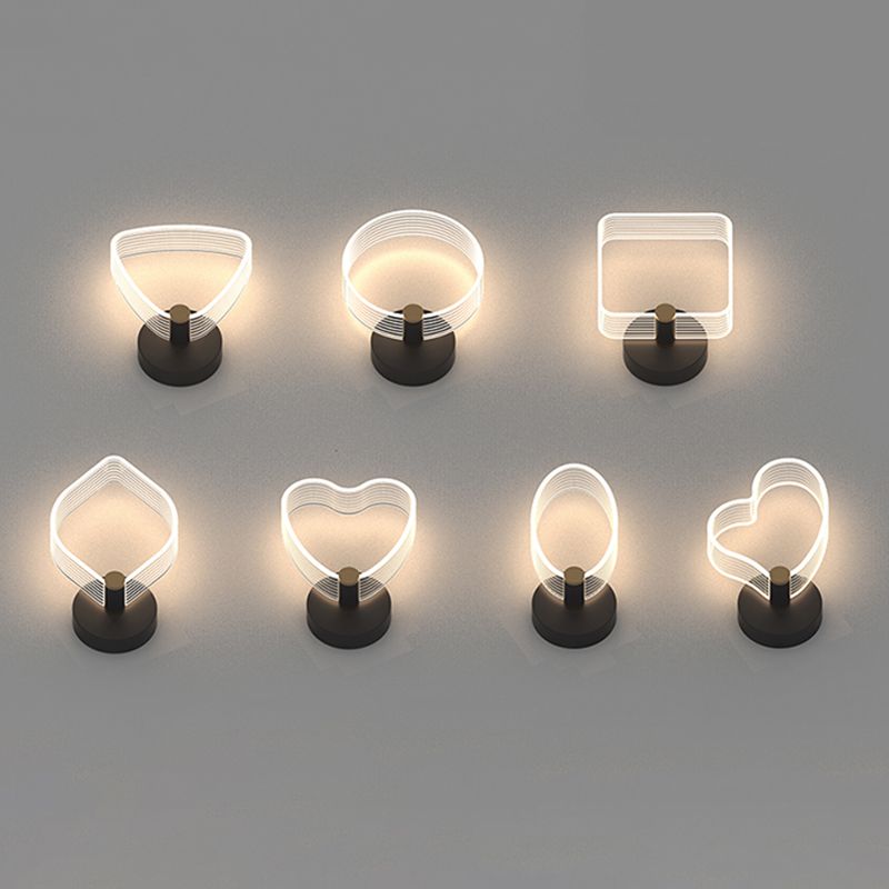 Geometry Shape Metal Wall Lighting Idea Modern Style 1 Light Wall Mounted Lamp in Black