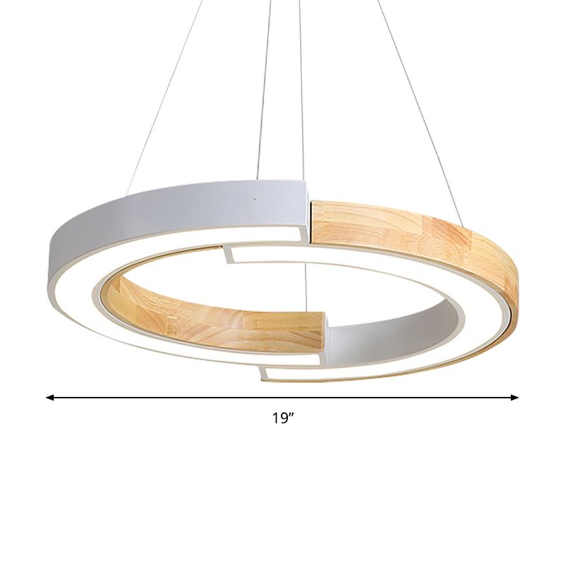 Lámpara de madera de estilo nórdico de anillo negro/negro de 15 "/19"