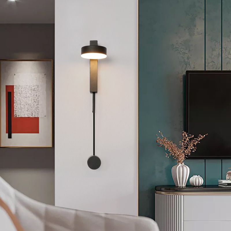 Round Shade Metal Wall Sconce Modern Style 1 Light Wall Mount Light Fixture