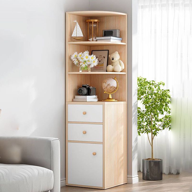 Modern Engineered Wood Book Shelf Corner Vertical Shelf Bookcase for Bedroom
