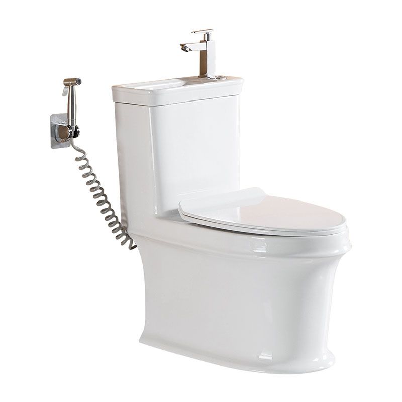 Siphon Jet Flush Toilet Modern One-Piece Toilet with Slow Close Seat