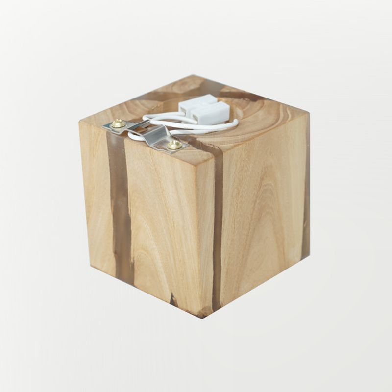 Creatieve iep knetelknakmuurmontage licht vierkante hars sconce lampje voor het bedkast