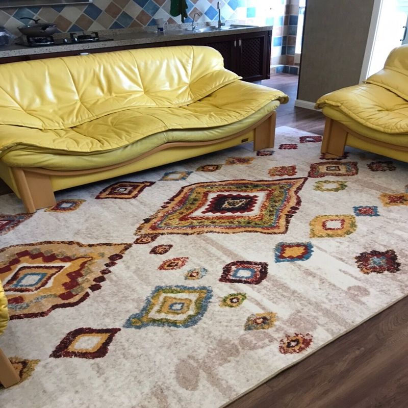 Traditional Morocco Area Carpet Tribal Pattern Polyester Area Rug Stain Resistant Rug for Home Decor