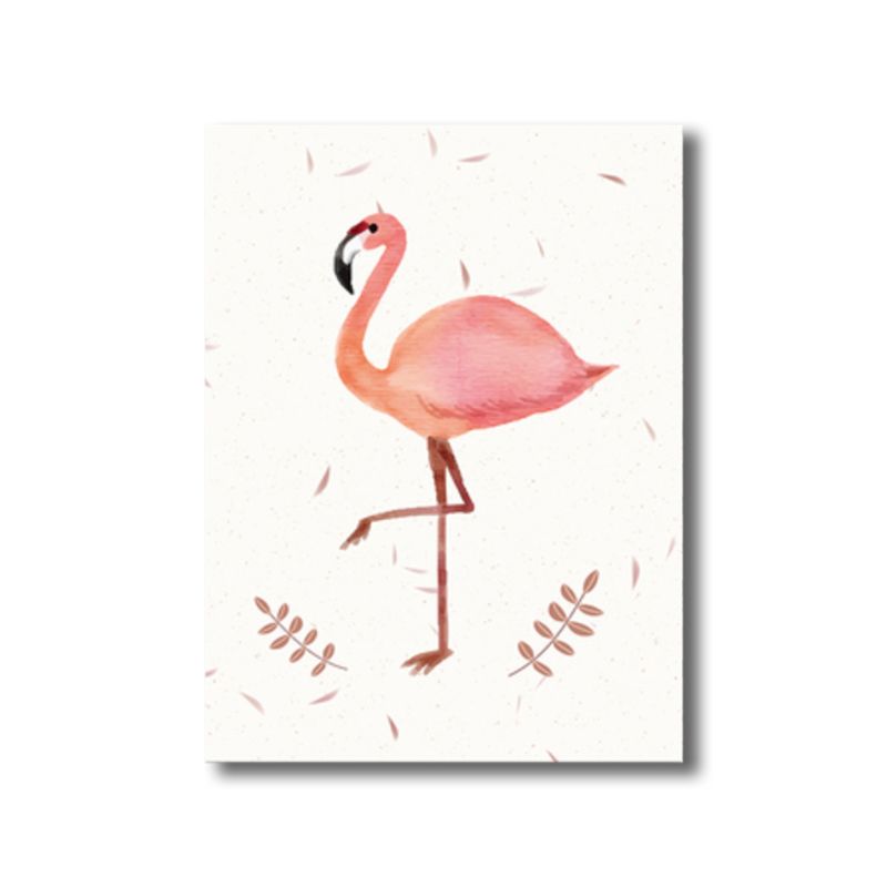 Flamingo Canvas Print House Interior Illustration Animal Wall Art in Pink, Textured