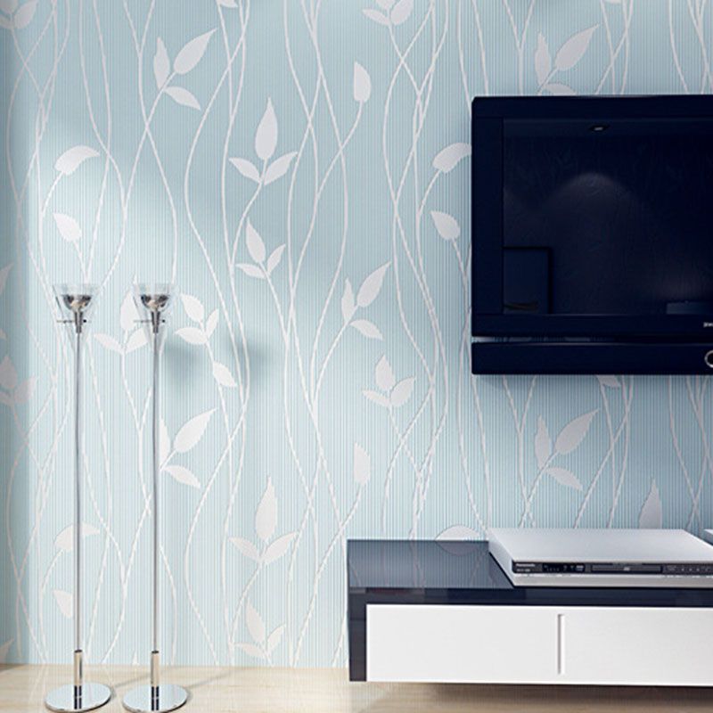 Fresh Botanical Leaf Wallpaper Roll Stain-Resistant Non-Pasted Wall Decor, 33-foot x 20.5-inch