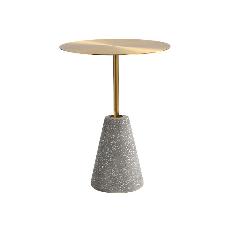 Medieval Modern Style Round Metal Table and Stone Pedestal Base Side Table