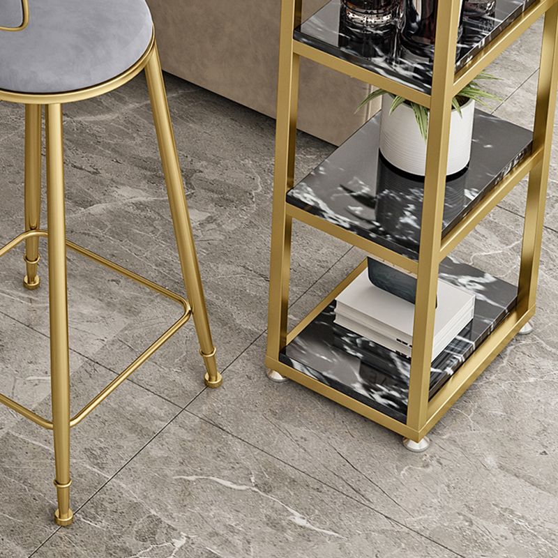 Stone Bar Dining Table Glam Style Rectangle Bar Table with Double Pedestal for Balcony