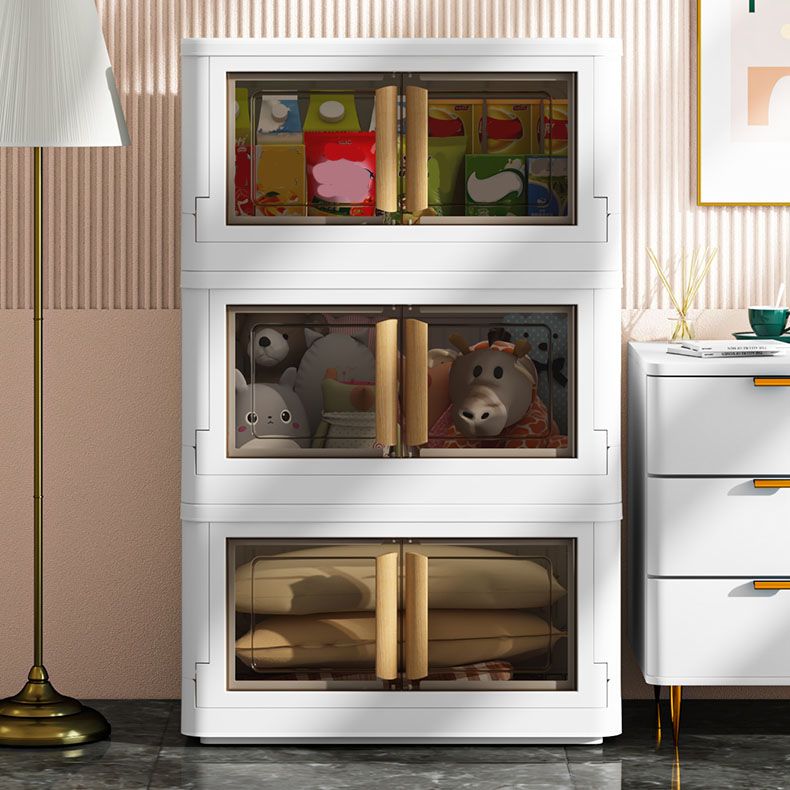 White Storage Cabinet Contemporary Hinged Wardrobe Cabinet for Bedroom