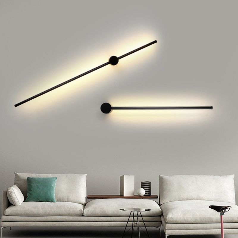 1or2-Light Long line Shade Wall Sconce Modern Nordic Style Metal Wall Lighting for Living Room